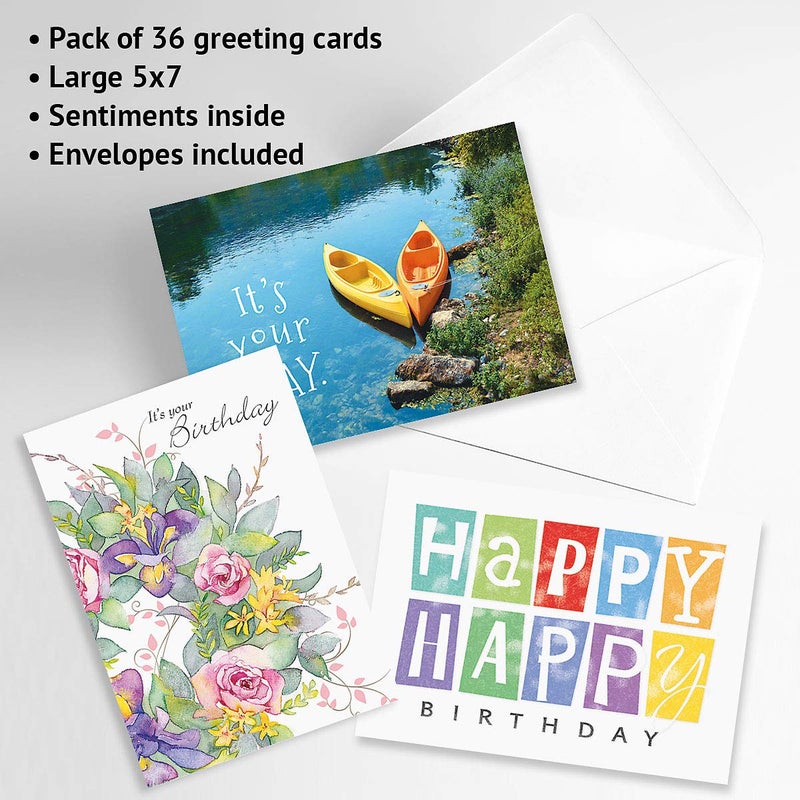 Current Festive Mega Birthday Greeting Card Value Pack â€“ Set of 36 (18 Designs), Large 5 x 7 inches, Envelopes Included - Image 2